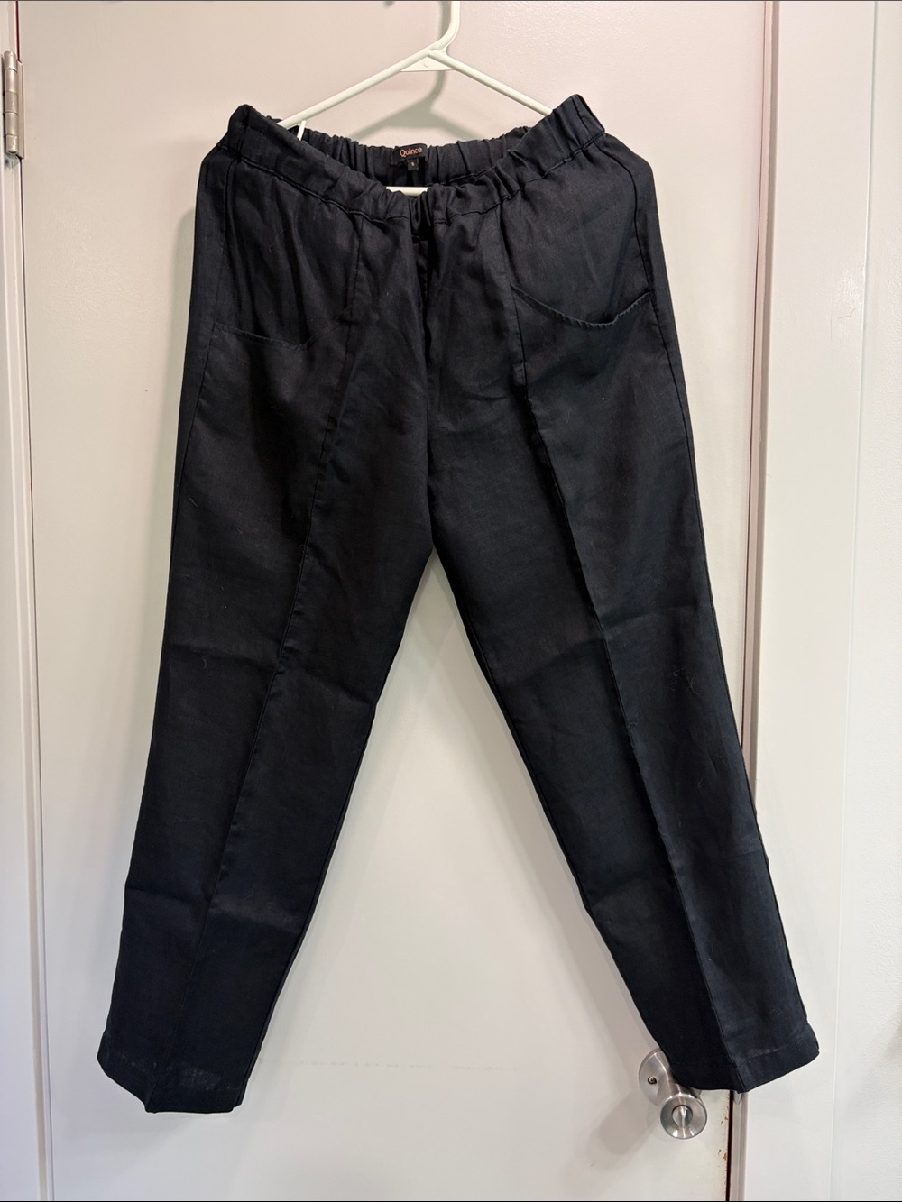 Quince Black Women’s Linen Elastic-Waist Chinos
